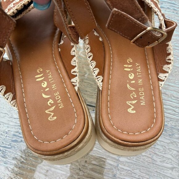 Mariella Women's Suede Cross Strap Stitching Platform Sandals - Picture 9 of 12